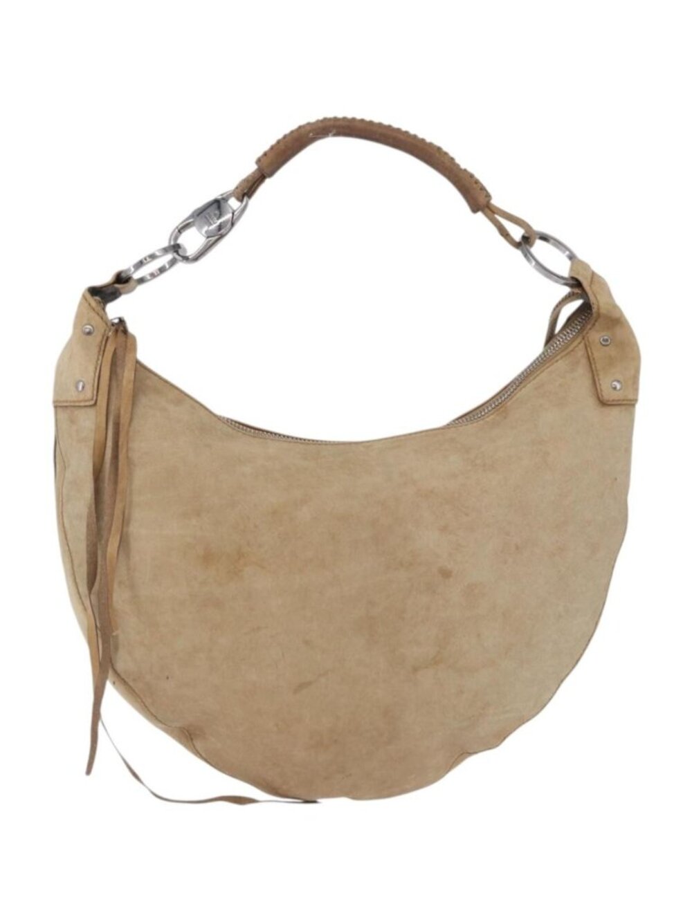 GUCCI Shoulder Bag Leather Beige Silver 95726
